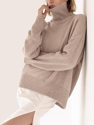 YKR Women's Turtleneck Sweater Chunky Long Sleeve Knitted Pullover High Low Hem Trendy 2025 Fall Winter Basic Jumper Top thumbnail 2