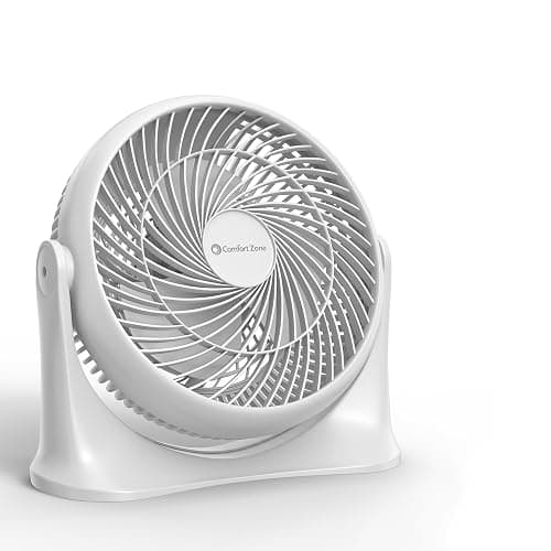 Comfort Zone 11-Inch High-Velocity Tabletop Air Circulator Fan, Quiet Personal Fan with 3 Speeds & 90° Adjustable Tilt – Portable Desk Fan for Home, Bedroom, or Office, White - Image 1
