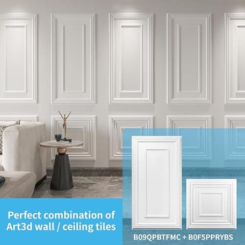 Art3d Drop Ceiling Tiles, 24x48in. White (12-Pack), Polyvinyl Chloride (PVC), Glue Down thumbnail 8