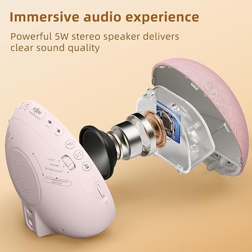 Odokee Sunrise Alarm Clock White Noise Machine: Natural Wake Up Light - Dimmable Clock with Bluetooth Speaker for Bedroom - 25 Sleep Sounds for Baby Adults Kids Sakura Pink thumbnail 4