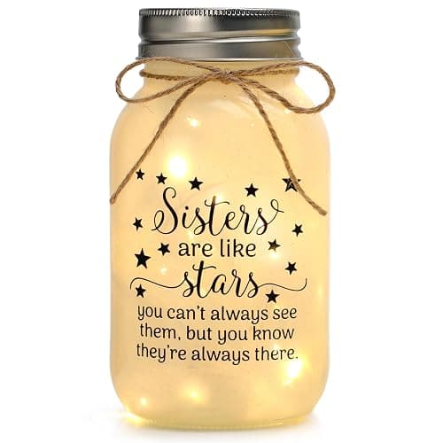 Birthday Gifts for Sister from Sisters - 30 oz Large Mason Jar Night Light | Meaningful Sister Gifts, Unique Sisters Birthday Gift for Women, Christmas Sister Gift from Brother - Image 1