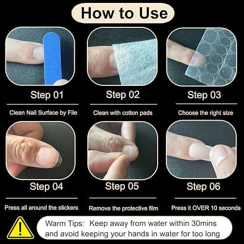 DOCVOEOMH 1440PCS Press on Nail Adhesive Tabs - 60 Sheets with 12 Sizes, Nail Sticky Glue Tabs for Press on Nails, Stickers for Artificial Fake Nails for Home/Salon Use thumbnail 6