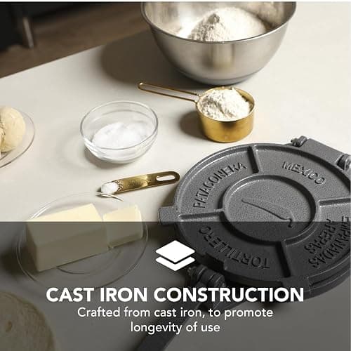 Alpha Living Tortilla Press – 8 Inch Cast Iron Quesadilla Maker – Heavy Duty Empanada Maker Press – Cast Iron Tortilla Maker for Kitchen, Home Use thumbnail 5