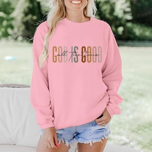 KIEKIECOO God is Good Sweatshirts for Women Christian Faith Sweatshirt Bible Verse Religious Long Sleeve Shirts Pullover thumbnail 3