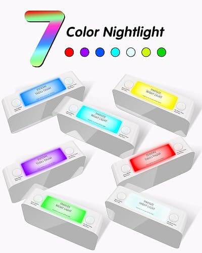Vibrating Loud Alarm Clock with Bed Shaker, 15 RGB Colors & 7" Large Mirror Display,7-Color Nightlight,USB Charger,4 Dimmer,Battery Backup,Bedroom Clock for Heavy Sleeper Hearing Impaired Deaf Elderly thumbnail 4