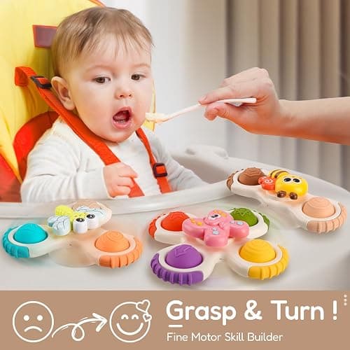 ALASOU 3PCS Pop Suction Cup Spinner Toys for 1 Year Old Boy Girl|Novelty Spinning Tops Toddler Stocking Stuffers|Baby Bath Toy for Kids Ages 1-3|1 Year Old Boy Christmas Birthday Gift for Infant thumbnail 2