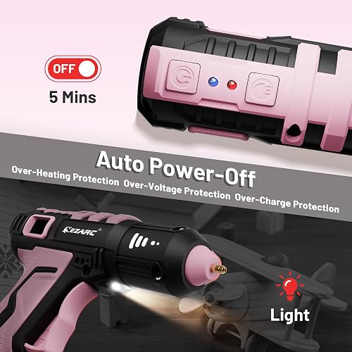 EZARC Cordless Hot Glue Gun, 15s Fast Heating 12V Mini Glue Gun for DIY Crafts, Home Repairs, School Projects, Decorations, with 50 Mini Glue Sticks, Pink thumbnail 5