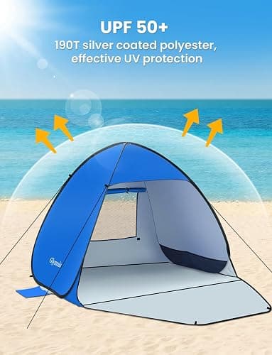 Glymnis Pop Up Beach Tent Beach Shade Tent for 1-4 Persons Sun Shelter UPF 50+ Enclose Zipper Door Portable Easy Up Beach Tent thumbnail 5