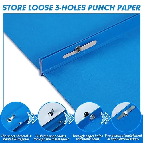 Two Pocket Folders, RAZCC 100 Pack Two Pocket with Prongs, 3 Prong Folders Fit Letter Size Paper, Pocket Paper File Folders for School Office Home Business, Assorted 5 Colors thumbnail 6