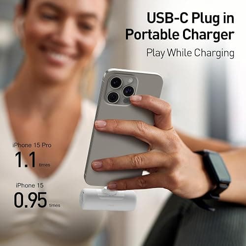 iWALK Portable Charger for iPhone 15/16/17, Power Bank with Build-in USB C Connector, 4,500mAh Battery Pack Phone Charger for iPhone Series, Samsung S22/23/24 Series and Android, Pink thumbnail 3