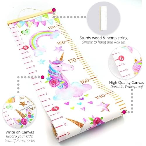 HomeEvolution Kids Growth Chart Height Measuring Chart, Unicorn Canvas Wall Hanging Rulers for Baby Children Girls Bedroom Decor thumbnail 5
