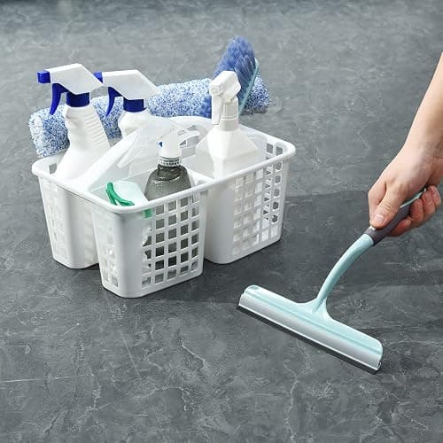 ALINK Plastic Shower Caddy Basket with Compartments, Portable Divided Cleaning Supply Storage Organizer with Handle for College Dorm Bathroom - White thumbnail 4