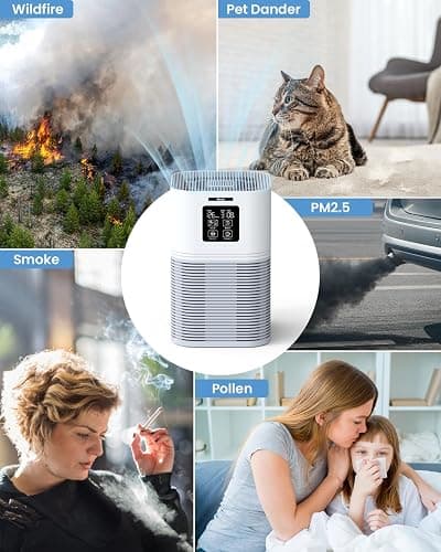 VEWIOR Air Purifiers for Home, Air Purifiers for Large Room up to 1200 sq.ft, H13 True HEPA Air Filter with Fragrance Sponge 6 Timers Quiet Air Cleaner for Pet Dander Wildfire thumbnail 7