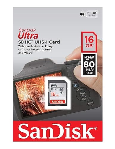 SanDisk Ultra 16GB Class 10 SDHC UHS-I Memory Card up to 80MB/s (SDSDUNC-016G-GN6IN) - Image 1