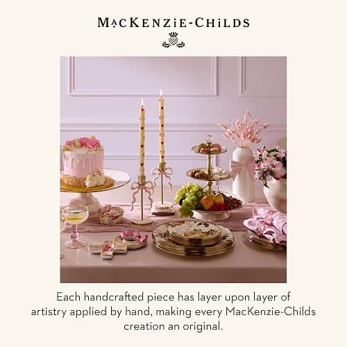 MACKENZIE-CHILDS Ceramic Vase, Unique Flower Vase, Table Decor for Living Room, Pink-and-White Rosy Bow thumbnail 6