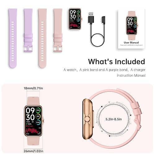 Sunorshop Health Fitness Tracker, Smart Watch with 24/7 Heart Rate and Blood Oxygen Monitor, Sleep Tracker with IP68 Waterproof, Activity Tracker Pedometer Step Counter for Women Men (Pink) thumbnail 7