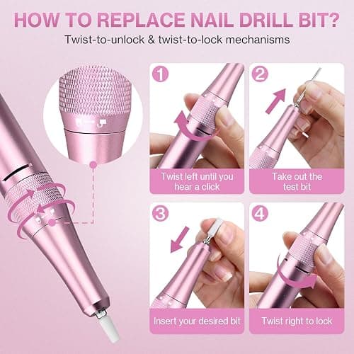 Urbuti Ponceuse pour Ongles Professionnelle 45000 RPM,12 en 1 Ponceuse Ongles Portable avec Écran LCD & Support,Lime a Ongle Electrique avec 36 bandes de ponçage,Kit Manucure Pédicure pour Salon thumbnail 7