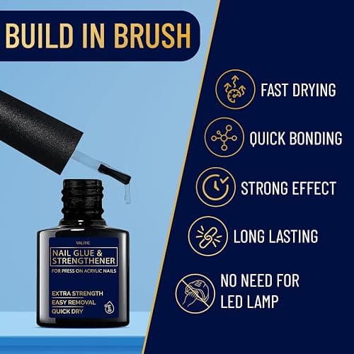 Valitic Strong Nail Glue and Strengthener - Quick Dry Brush On Gel for Long Lasting Nails - Adhesive Bond for False Nails - Strengthener for Nail Tips - 1 PACK thumbnail 2