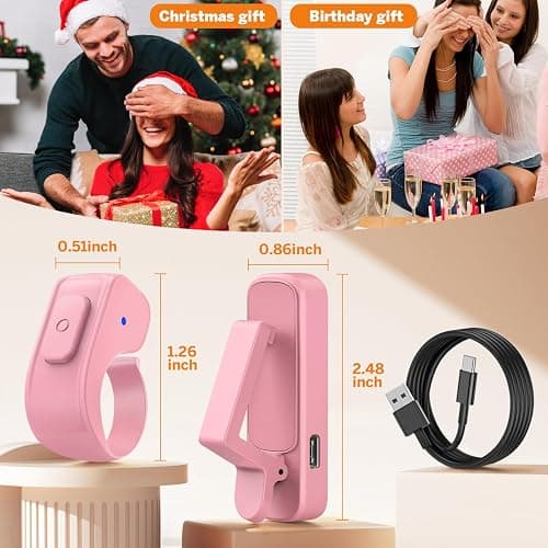 Page Turner Ring for Kindle,Remote Control for iPhone iPad Android Tablets E-Readers,Clicker Page Turner for Kindle Accessories for Camera Video Record&Shutter Selfie (Pink) thumbnail 8