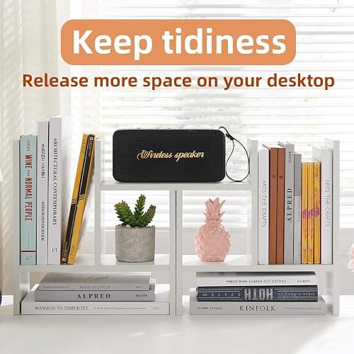 Somdot Desktop Bookshelf, Desk Shelf Organizer Storage Display Shelf Rack, 3 Pack Counter Top Bookcase for Home Office，White thumbnail 7