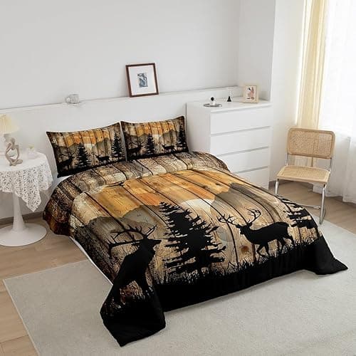 Feelyou Western Rustic Bear Comforter Set, Wooden Farmhouse Bedding Queen, Hunting Wild Animal Quilt Forest Animal Wildlife Hunting Bedding Comforter Sets Kids Boys Teens Adult Men Bedroom Decor thumbnail 3