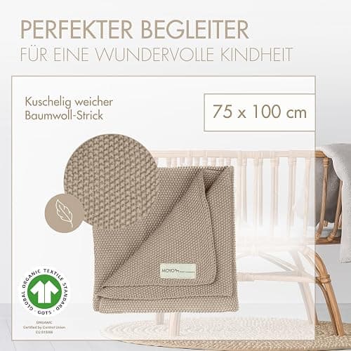 MOYO Babydecke aus 100% Bio-Baumwolle I Raschelnder Haselzweig I 75x100cm I Atmungsaktive Kuscheldecke I Weiche Baby-Bettdecke für Junge & Mädchen I Baumwolldecke Geburt - Raschelnder Haselzweig thumbnail 2