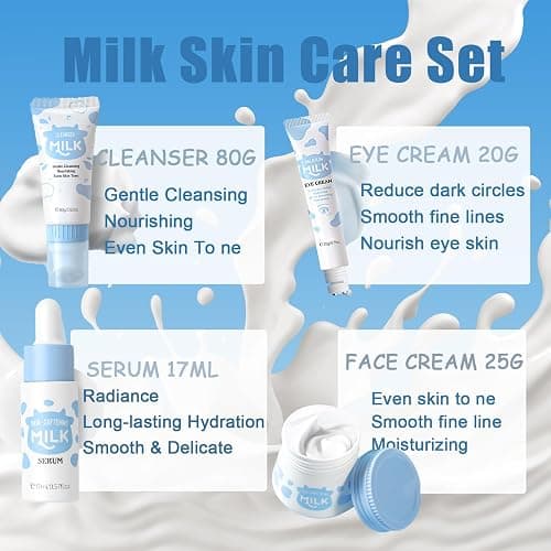 Milk Skin Care Sets Birthday Christmas Gifts for Teenage Girls - Skin Care for kids- Skincare for Girls 10-12- Teen Skin Care Kit for Women Girl Stuff - Skin Care for Teens - Facial Kit for Women thumbnail 2