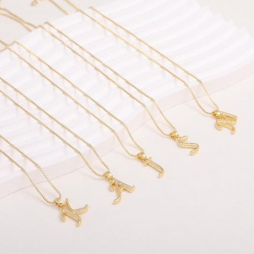 Fglqfam Initial Necklace for Women, 14K Gold Silver Plated Box Chain Letter Pendant, Trendy Name Necklace, Dainty Personalized Charm Jewelry Gift for Her thumbnail 5