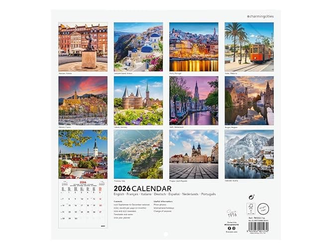 Finocam – Calendrier mural 2026 30 x 30 cm 1 Mois par page Janvier – Décembre 2026 + Sept.-Déc. 2025 (4 mois) réduits | Calendrier 2026 | Images Charming – International thumbnail 4