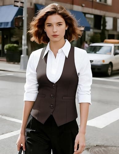 GRACE KARIN Women's Suit Vest Top, Dressy Casual Sleeveless Button Wasitcoat, Fromal Steampunk Blazer For Work Office thumbnail 6