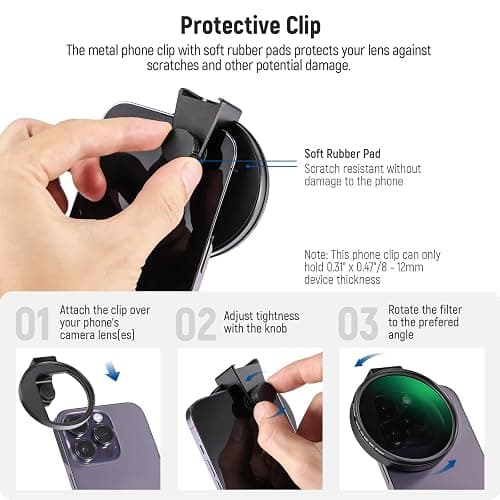 NEEWER CPL Filter for Phone, 67mm Camera Lens Polarizing Filter with Metal Cold Shoe Phone Clip Compatible with iPhone 16 15 Pro Max Plus 14 13 Pro Max Mini 12 11 X XS Max Samsung Galaxy, FL-27 thumbnail 5