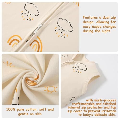 PewinGo 2.5 TOG Baby Sleeping Bag with 100% Cotton Sleep Sack | 0-6 Months Newborn Wearable Blanket with Dual Zipper |Soft Breathable Material & Machine Washable thumbnail 3