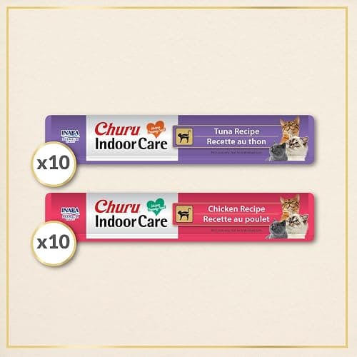 INABA Churu Indoor Care for Hairball Control, Functional Lickable Cat Treat with Taurine & Green Tea Extract, 0.5oz Each, 20 Tubes Total, Tuna & Chicken Variety thumbnail 5