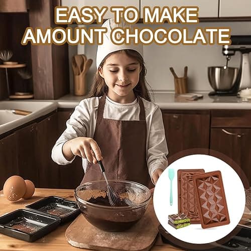YONEEKSS 2PCS Chocolate Moulds, Silicone Deep Dubai Viral Chocolate Moulds with Spatula for Filling Pistachio Cream Butter, Candy Thick Moulds Reusable DIY Baking Molds thumbnail 5