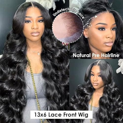 Wingirl 13x6 Body Wave Lace Front Wigs Human Hair Pre plucked Pre bleached Small Knots With Baby Hair 200 Density Glueless Human Hair Wigs For Women 28Inch HD Lace Frontal Wig With Soft thumbnail 7