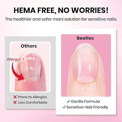 Beetles Gel Nail Kit Etch-X, Square Short, 288pcs 12 Sizes Nail Tips, 3Pcs 15ml HEMA-Free Nail Glue Top Coat & Base Gel Set, with Mini Lamp, Press On Nail, Long Lasting Extension DIY Set at Home thumbnail 4