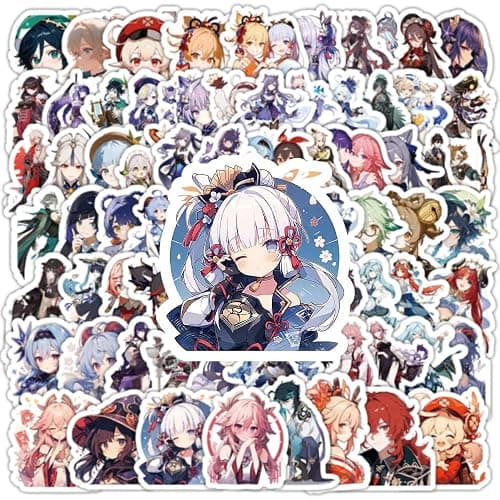 Genshin Impact Stickers for Water Bottle,200 PCS Cute Anime Cartoon Stickers Pack for Laptop Phone Skateboard Bicycle Suitcase Luggage Car Guitar,Waterproof Aesthetic Vinyl Stickers for Boys Girls thumbnail 4