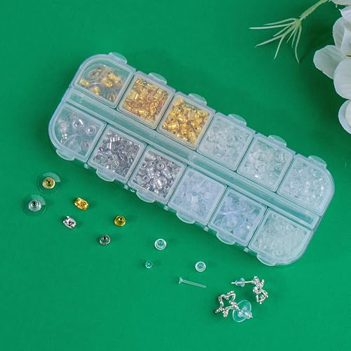 12 Styles Silicone Earring Backs for Studs/Droopy Ears/Heavy Earring, Clear Plastic Earrings 600Pcs Clear Soft Hypoallergenic Plastic Rubber Metal Backs Replacements Backings Clutch Stoppers thumbnail 7