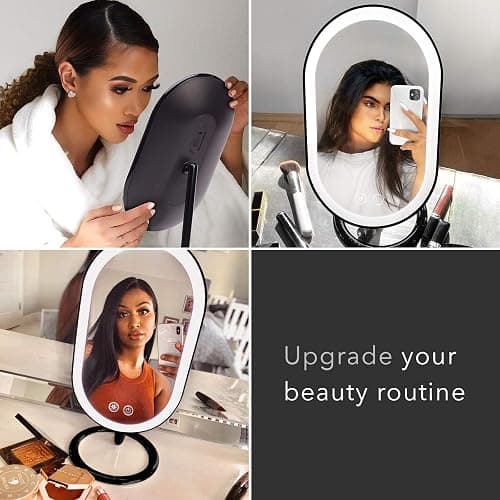 Fancii Vera LED Lighted Vanity Makeup Mirror, Rechargeable - Cordless Illuminated Cosmetic Mirror with 3 Dimmable Light Settings, Dual Magnification (Obsidian) thumbnail 9
