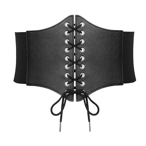 SANSTHS Wide Corset Belt for Women Lace-up Renaissance Corset Hight Waist Elastic Belt for Halloween Costume Parties - Image 1