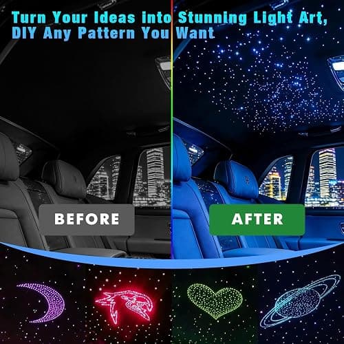 Meeby 16W APP Fiber Optic Starlight Headliner Lights Kit, 300pcs*0.03in(6.5ft/2m) Optical Fiber Star Music Activated RGBW Ceiling Light Kit for Car Headliner Star/Home thumbnail 2