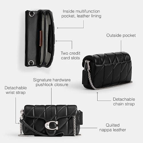 COACH Quilted Pillow Leather Tabby Wristlet with Chain thumbnail 3