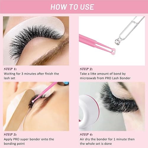 PRO Lash Bonder for Eyelash Extensions Super Bonder Glue Accelerator with 10Pcs Cotton Swab Lash Extension Sealant Longer Retention Waterproof Oil-Proof Special Dropper Design for Dose Control 15ml thumbnail 4