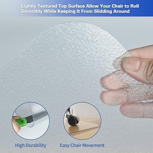 Amyracel Office Chair Mat, 30" x 48" Easy Glide Plastic Floor Mat, Clear Computer Desk Chair Mat for Hardwood Floor thumbnail 3