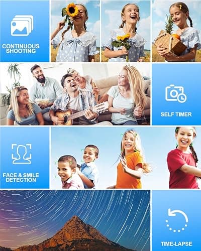 UHD 4K Digital Camera, Upgrade True 50MP Vlogging Camera, 16X Digital Zoom, 32GB High-Speed SD Card, Autofocus, 2.8'' LED Screen, Anti-Shake, 2 Large Batteries, for Kids Student Teens Adult Beginner thumbnail 4