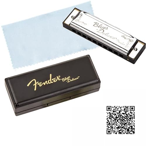 Fender Blues Deluxe Harmonica - Key of C Bundle with Carrying Case, Austin Bazaar Online Manual, and Polishing Cloth - Deluxe - Key of C - Image 1