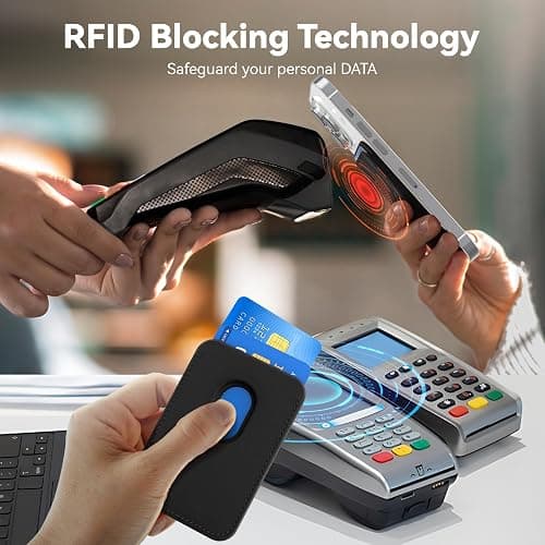 Amzone Stronger Magnetic RFID Leather Mag-Safe Card Holder for iPhone 16 Series, Mag-Safe Accessories Stick on Series of iPhone 17/16/15/14/13/12 and Pro/Promax, Black thumbnail 7