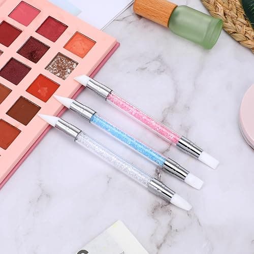 3 Stück Nagel Pinsel Silikon Nagelbürst,Gel Schnitzen Pinsel,Nagelkunst Skulptur Stift,Doppel Köpfe DIY Maniküre Werkzeug,Strassstein Picker,Nageldesign Stifte für Gelnägel Nagelfolie Zeichnen thumbnail 6
