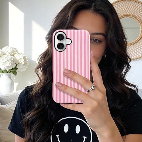 NITITOP for iPhone 16 Plus Case Magnetic Stripe - Pink | Cute, Compatible with MagSafe, Matte, Vertical, For girl woman man boy, Dual-Layer Soft TPU Hard Back, Shockproof thumbnail 7