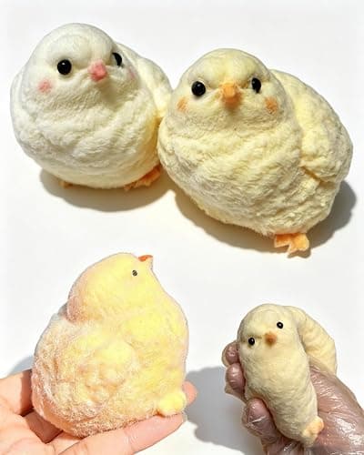Handmade Chicken Squishy Toys, Ultra Soft squishies Fidget Toys for Adults, Teens, Silicone Squeeze ball for Office,School, Break room, Cute Sensory Squeeze Toys for Anxiety Relief, Focus & Calm(2pcs) - Image 1